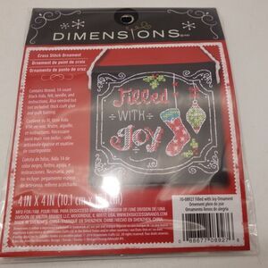 NEW DIMENSIONS Counted Cross Stitch Christmas Ornament Filled with Joy 4" x 4"